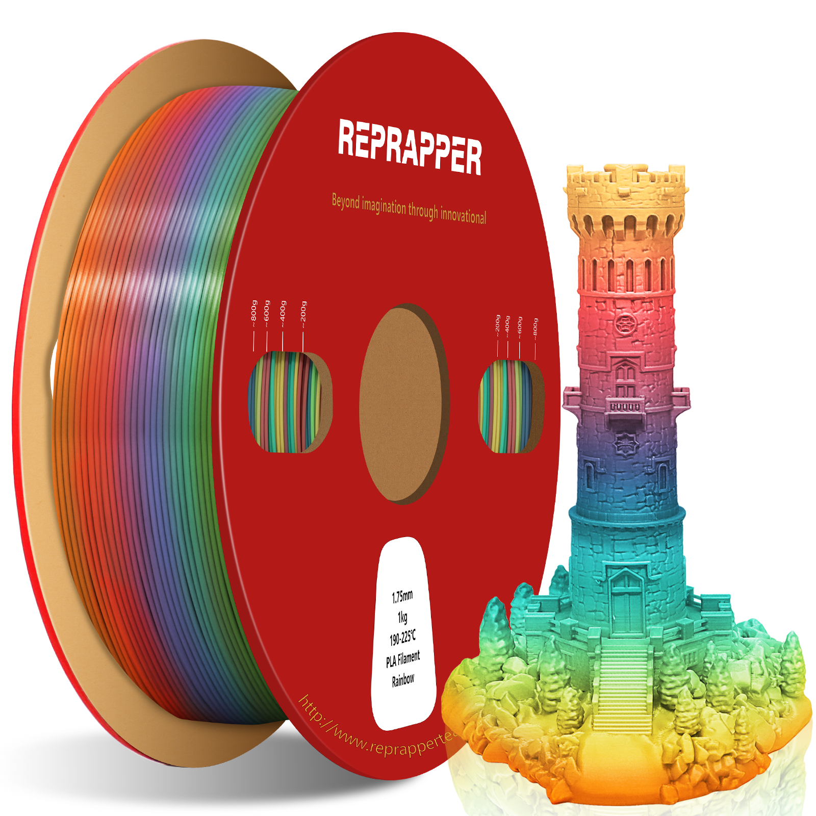 Rainbow Silk PLA Filament 1.75 mm (+/-0.03 mm) 2.2 lbs (1 kg), Silky Shiny Shine