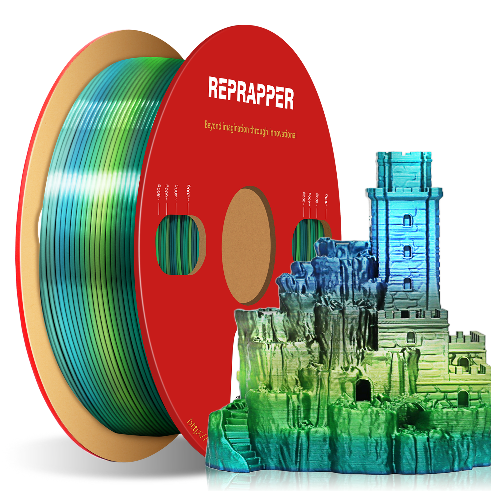 Rainbow Silk PLA Filament 1.75 mm (+/-0.03 mm) 2.2 lbs (1 kg), Silky Shiny Shine