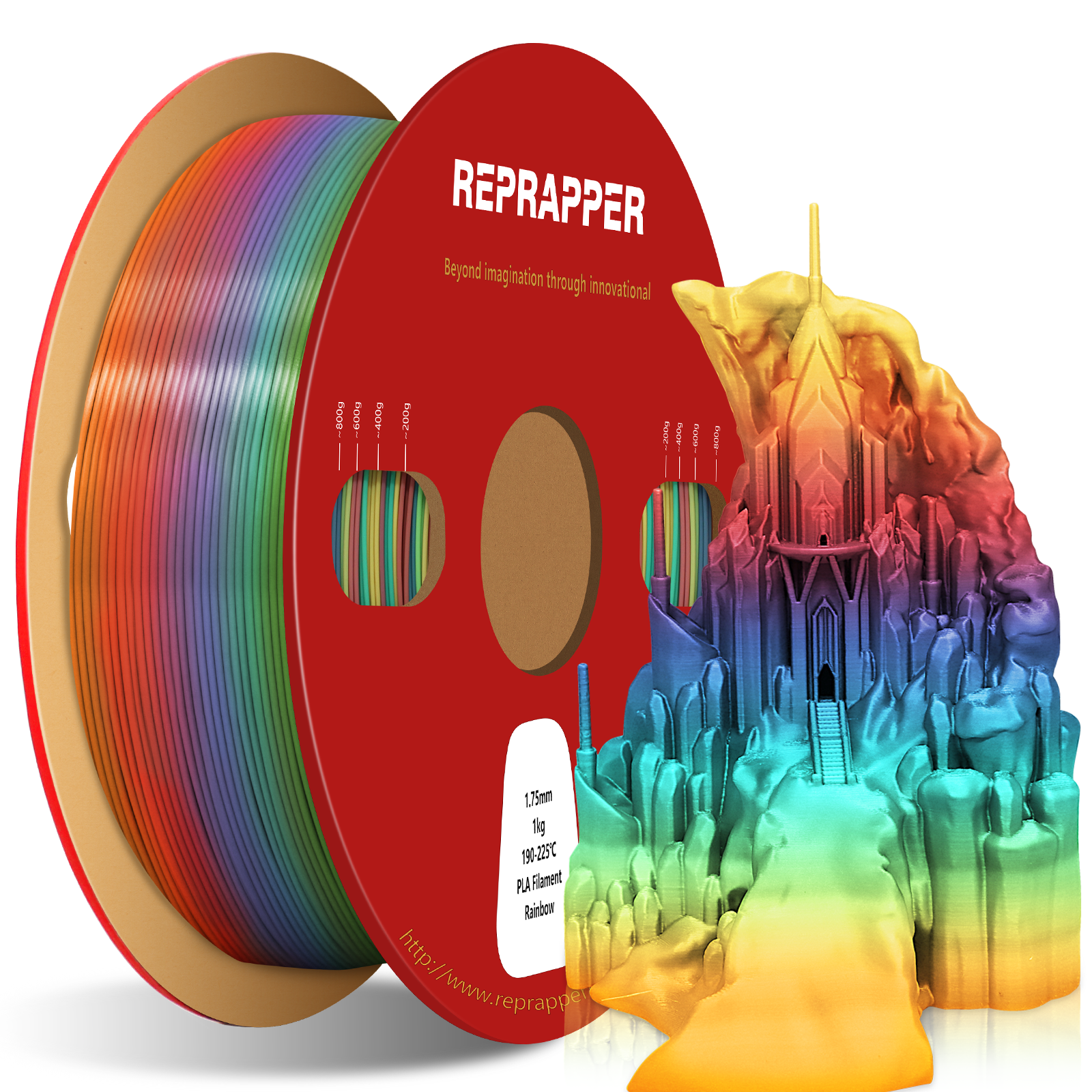 Rainbow Silk PLA Filament 1.75 mm (+/-0.03 mm) 2.2 lbs (1 kg), Silky Shiny Shine