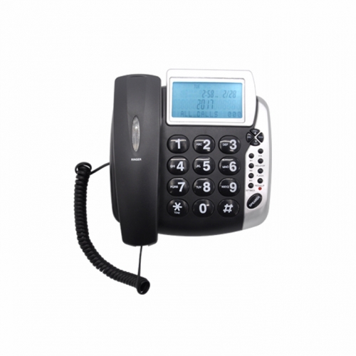 Analog Big Button Telephone for Visually Impaired Seniors with Two Way Speakerphone and Talking Caller ID Home Telephone (PA004)