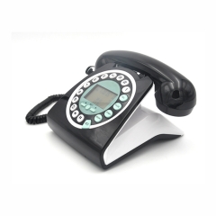 Teléfono clásico vintage con pantalla LCD y teléfono fijo con identificador de llamadas retro con función de altavoz manos libres (PA010)
