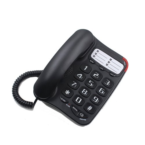 Large Button Landline Phone For Seniors and Amplified Big Keys Corded Phone For Elderly with Phone Book Card and Wall Mountable Function (PA026B)