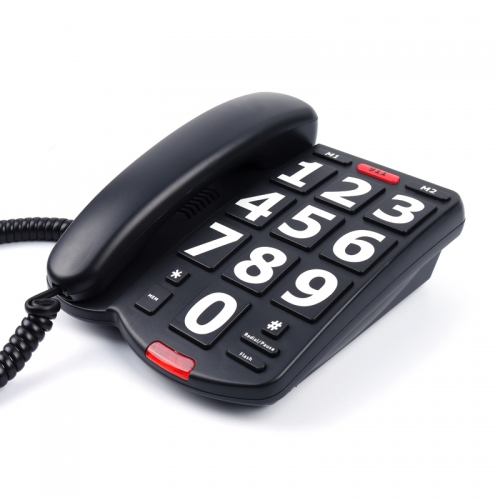Teléfono para personas mayores Teléfono con cable con botón grande para personas mayores con 3 marcaciones rápidas de un solo toque con timbre alto e indicación LED de llamadas entrantes (PA028)