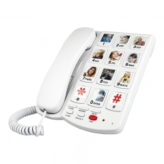 Ebay Best Selling 10 Pictured Photo Buttons Teléfono fijo y teléfono con cable básico para personas mayores con discapacidad visual Uso doméstico de emergencia (PA037B)