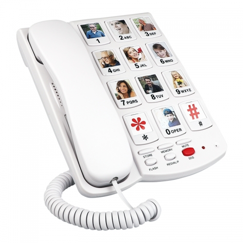 Ebay Best Selling 10 Pictured Photo Buttons Landline phone and Basic Wired Telefone For Visually Impaired Old People Emergency House Use (PA037B)