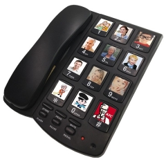 Ebay Best Selling 10 Pictured Photo Buttons Teléfono fijo y teléfono con cable básico para personas mayores con discapacidad visual Uso doméstico de emergencia (PA037B)