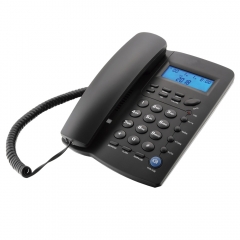 Teléfono con cable de línea fija para el hogar de gran venta en México con identificador de llamadas y pantalla LCD ajustable y función de altavoz de marcación rápida (PA013)