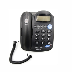 Teléfono de identificación de llamadas básico con cable para uso en la oficina con volumen ajustable del altavoz del timbre y botón de memoria de un solo toque de 4 grupos (PA012)