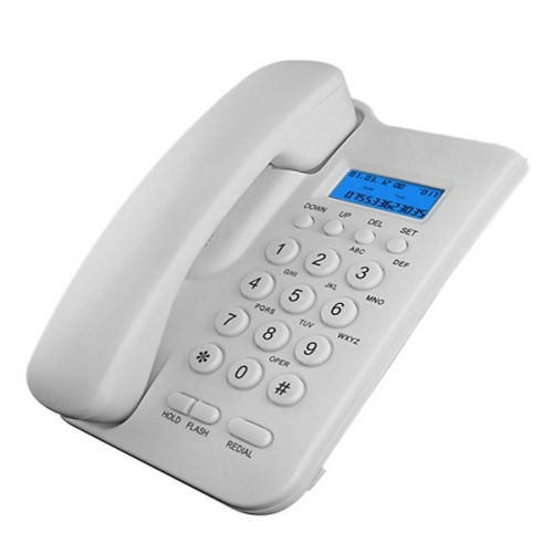 El teléfono fijo básico con cable más barato de China con identificador de llamadas LCD Pantalla de número de llamada entrante y función de montaje en pared (PA102)