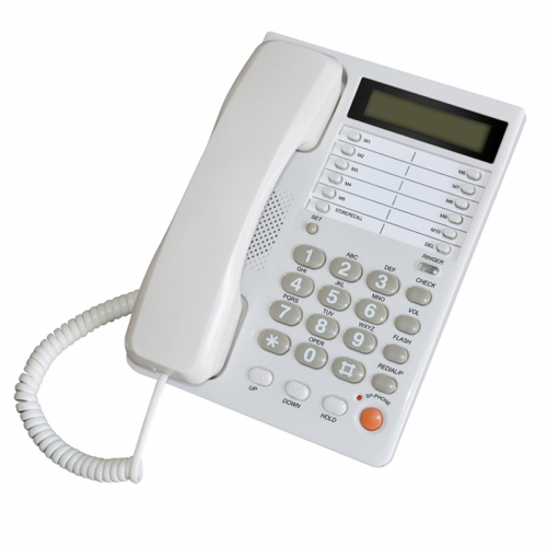 Desktop Office Basic Corded Telephone with Caller ID and 8 Groups One-Touch Memory Buttons and Blue Backlight No Need Battery (PA099)