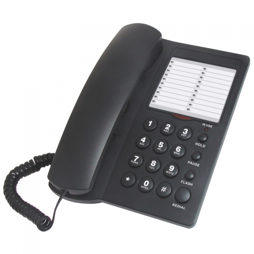 Einfaches schnurgebundenes Motorola-Bürotelefon mit Pausenwahlwiederholung mit mechanischer Sperre und RJ45-Schnittstelle, die über die Telefonleitung betrieben wird