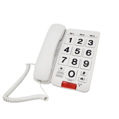 Téléphone fixe à grandes touches pour personnes âgées et téléphone filaire à grandes touches amplifié pour personnes âgées avec carte d'annuaire téléphonique et fonction de montage mural (PA028B)