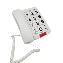 Téléphone fixe à grandes touches pour personnes âgées et téléphone filaire à grandes touches amplifié pour personnes âgées avec carte d'annuaire téléphonique et fonction de montage mural (PA028B)