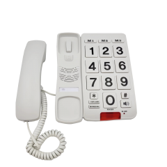 Téléphone fixe à grandes touches pour personnes âgées et téléphone filaire à grandes touches amplifié pour personnes âgées avec carte d'annuaire téléphonique et fonction de montage mural (PA028B)