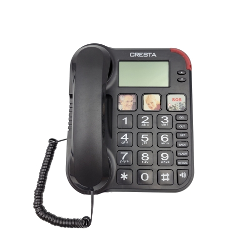 Home Use Landline Super Button Telephone With Caller ID Display and Amplified Hands-free Speakerphone For Seniors SOS Emergency Phone (PA031)