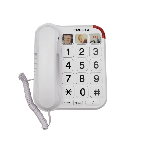 Amplified Big Button Landline Telephone For Hearing Impaired People with Picture Care Buttons and Large Display For Low Vision Seniors (PA030)