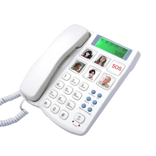Elderly-Friendly Big Button Caller ID Telephone with 6 One-Touch Memory Keys and Call Logs for Hearing Impaired Seniors (PA038B)
