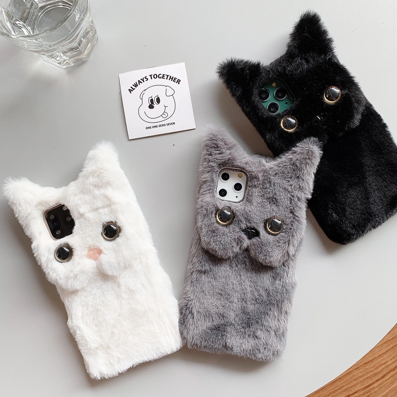 HT2B15907 Cute cat plush material Phone Case For iPhone12 pro max 12 pro 12 11 Pro max 11 pro 11