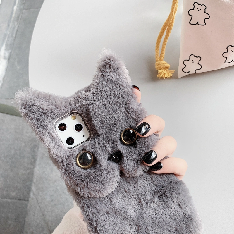 HT2B15907 Cute cat plush material Phone Case For iPhone12 pro max 12 pro 12 11 Pro max 11 pro 11