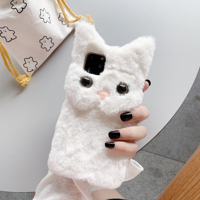 HT2B15907 Cute cat plush material Phone Case For iPhone12 pro max 12 pro 12 11 Pro max 11 pro 11