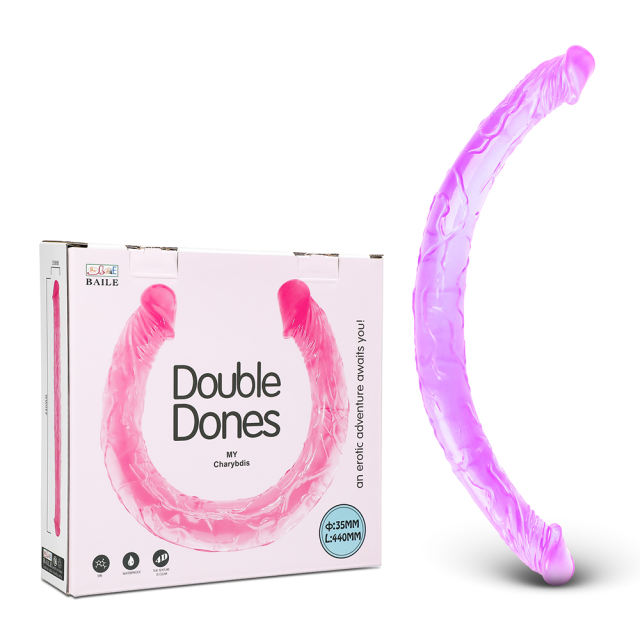 17.5'' Clear Purple Double Ended Realistic Dildo