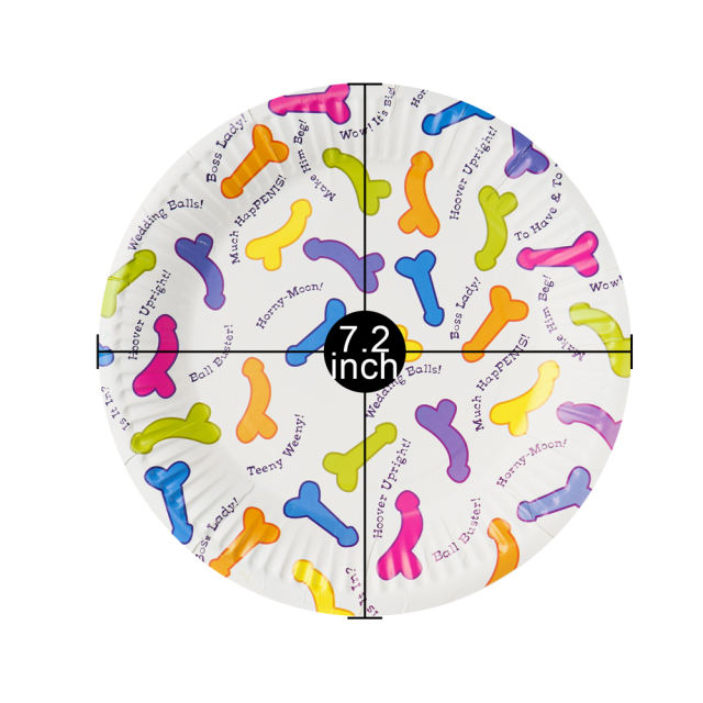 Pecker Party Paper Plates (6 PCS in Polybag with Header)