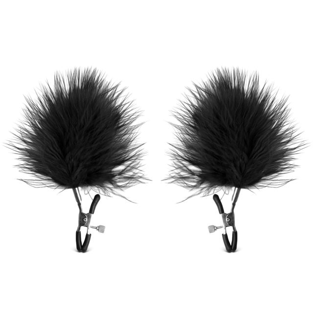 Nipple Clamps with Black Feather