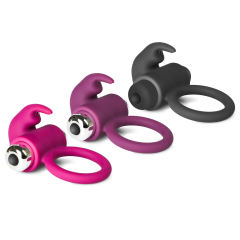 Black Color Silicone Rabbit Vibrating Cock Ring