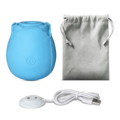 7-Function Blue Color Silicone Clitoral Sucking Rose Vibrator