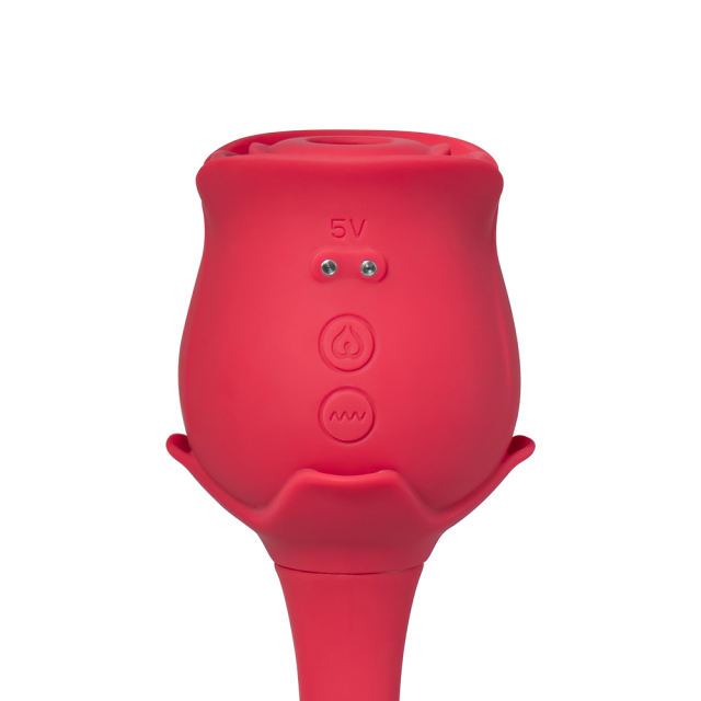 10 Speeds Red Color Silicone Clitoral Sucking Rose with G-Spot Vibrator