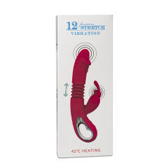 12-Speed Red Color Silicone Thrusting Rabbit Vibrator with Heating Function