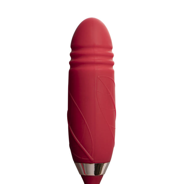 10-Speed Red Color Silicone Clitoral Rose Sex Toy with Thrusting Vibrator (Type I)
