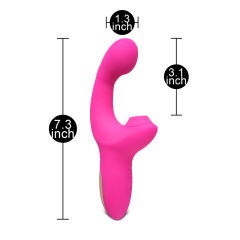 Pink Color Silicone G-Spot Vibrator with Sucking and Wiggling Function
