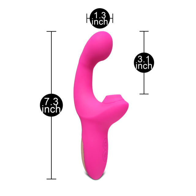 Pink Color Silicone G-Spot Vibrator with Sucking and Wiggling Function
