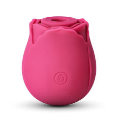 7-Function Red Color Silicone Clitoral Rose Massager with Intense Suction