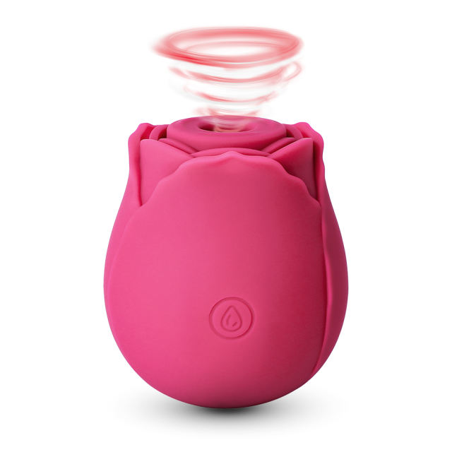 7-Function Red Color Silicone Clitoral Rose Massager with Intense Suction