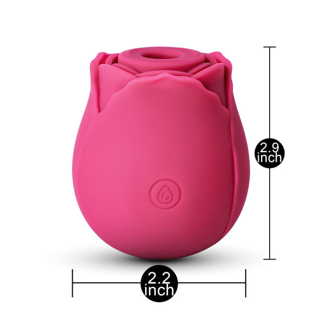 7-Function Red Color Silicone Clitoral Rose Massager with Intense Suction