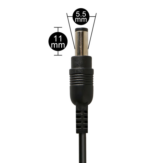 Black DC Barrel Connector Charging Cable (11mm)