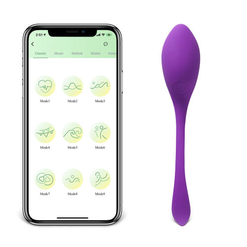 Purple Vibrating Egg with 9-Speed App-Controlled, Medical Grade Silicone, Waterproof, Plug-In Rechargeable