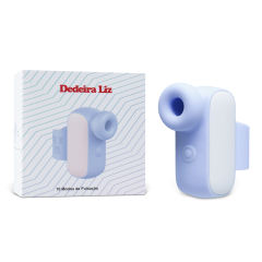 Blue and White Sucking Massager with Finger Loop, 10-Speed, Medical Grade Silicone, Waterproof, Plug-In Rechargeable