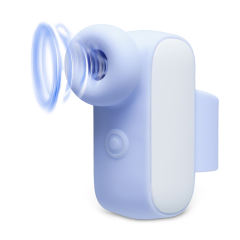 Blue and White Sucking Massager with Finger Loop, 10-Speed, Medical Grade Silicone, Waterproof, Plug-In Rechargeable