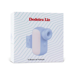 Blue and White Sucking Massager with Finger Loop, 10-Speed, Medical Grade Silicone, Waterproof, Plug-In Rechargeable