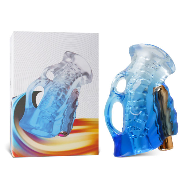 9-Speed Blue and Gold Masturbator with Bullet - Medical Grade Silicone, TPE & ABS, Waterproof, USB Rechargeable