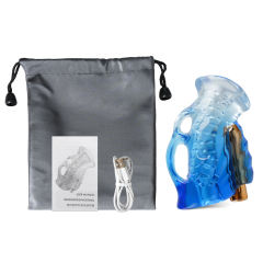 9-Speed Blue and Gold Masturbator with Bullet - Medical Grade Silicone, TPE & ABS, Waterproof, USB Rechargeable