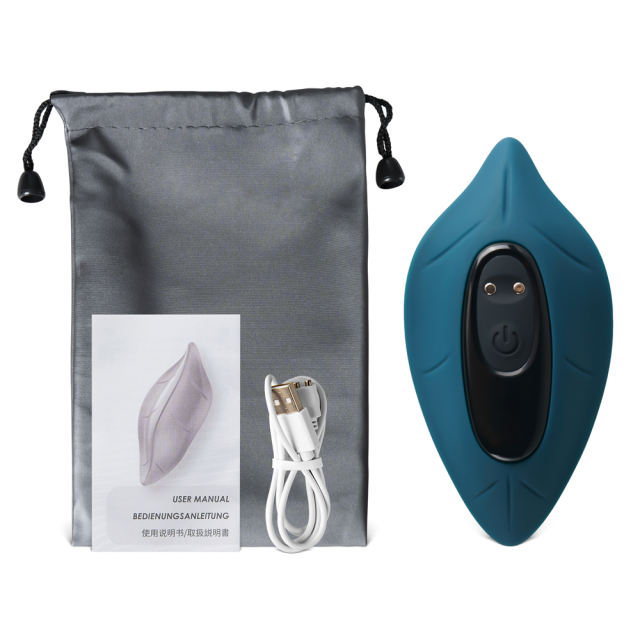 9-Speed Leaf-Shaped Vibrating Egg with Remote Control - Dark Green, Medical Grade Silicone & ABS, Waterproof, USB Rechargeable