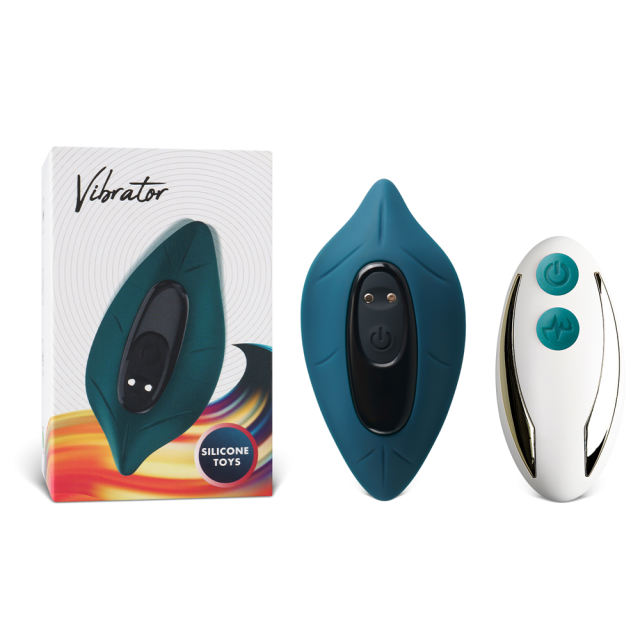 9-Speed Leaf-Shaped Vibrating Egg with Remote Control - Dark Green, Medical Grade Silicone & ABS, Waterproof, USB Rechargeable