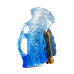 9-Speed Blue and Gold Masturbator with Bullet - Medical Grade Silicone, TPE & ABS, Waterproof, USB Rechargeable
