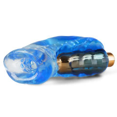 9-Speed Blue and Gold Masturbator with Bullet - Medical Grade Silicone, TPE & ABS, Waterproof, USB Rechargeable