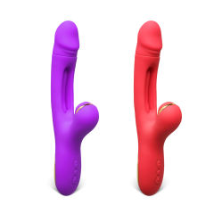 7-Speed Red Color Silicone Vibrators with Sucking and Flapping Function