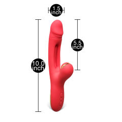 7-Speed Red Color Silicone Vibrators with Sucking and Flapping Function